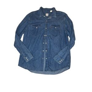 Levi's Men's Medium Wash Denim Pearl Snap Size X-Large